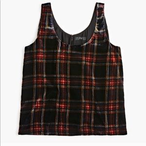 J. Crew Velvet Plaid Tartan Tank Top
